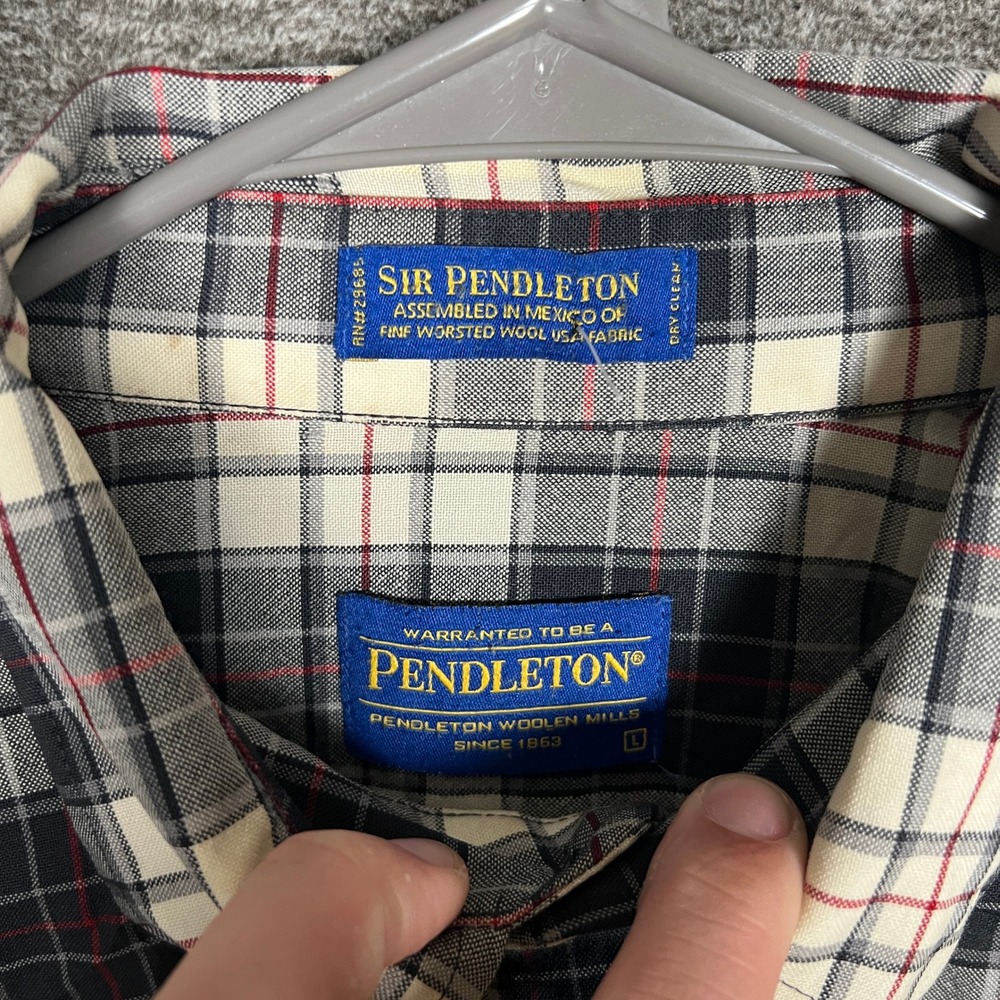 Sir Pendleton Mens Large Plaid Flannel Button Down Long Sleeve Shirt - Picture 5 of 13